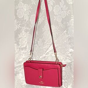 Coach Noa Pop-Up Messenger Bag, Polished Pebble Leather, Vibrant Pink Magenta